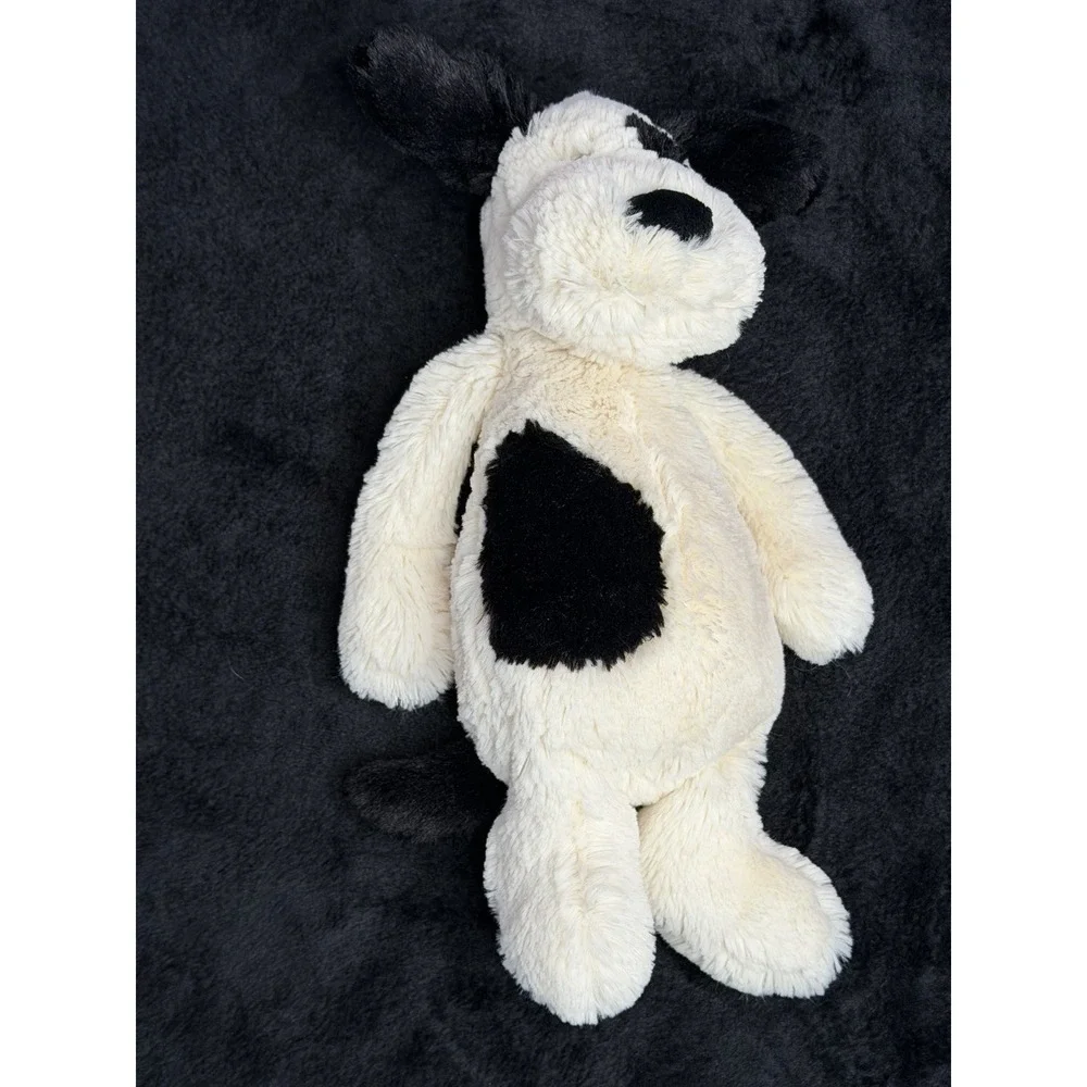 Jellycat Bashful Black White Puppy Dog Plush Stuffed Animal Soft Toy 11in